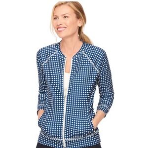 Talbots On the Move UPF 50+ Gingham Zip Jacket Sun Protection Lightweight Size M